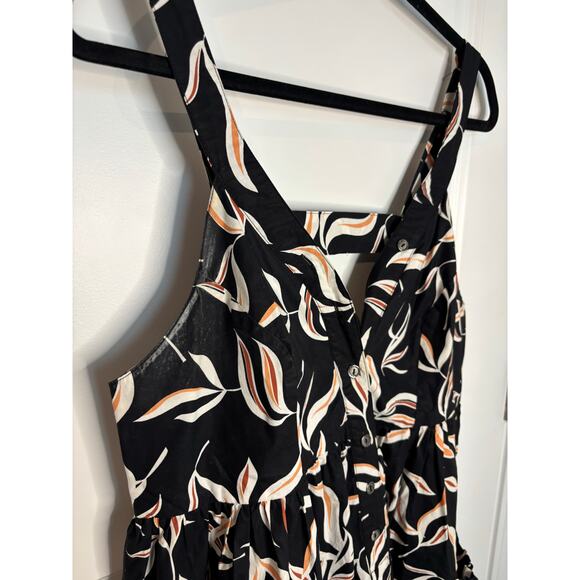 Anthropologie Hei Hei Palma Black Leaf Print Button Front Romper Size Small - Picture 4 of 7